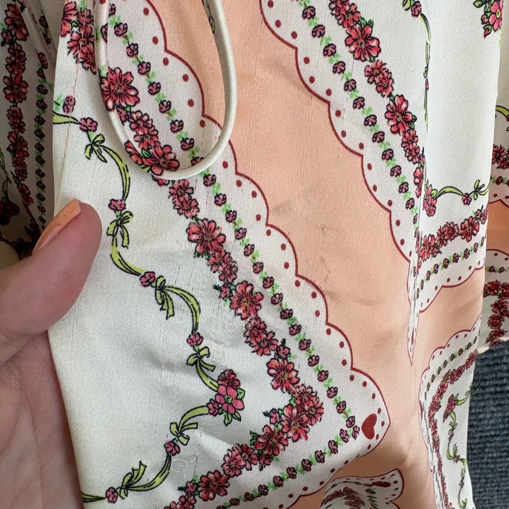 Forever 21 Peach Floral Handkerchief Hem Lace Up Strapless Tube Top Small NWT - Picture 2 of 4